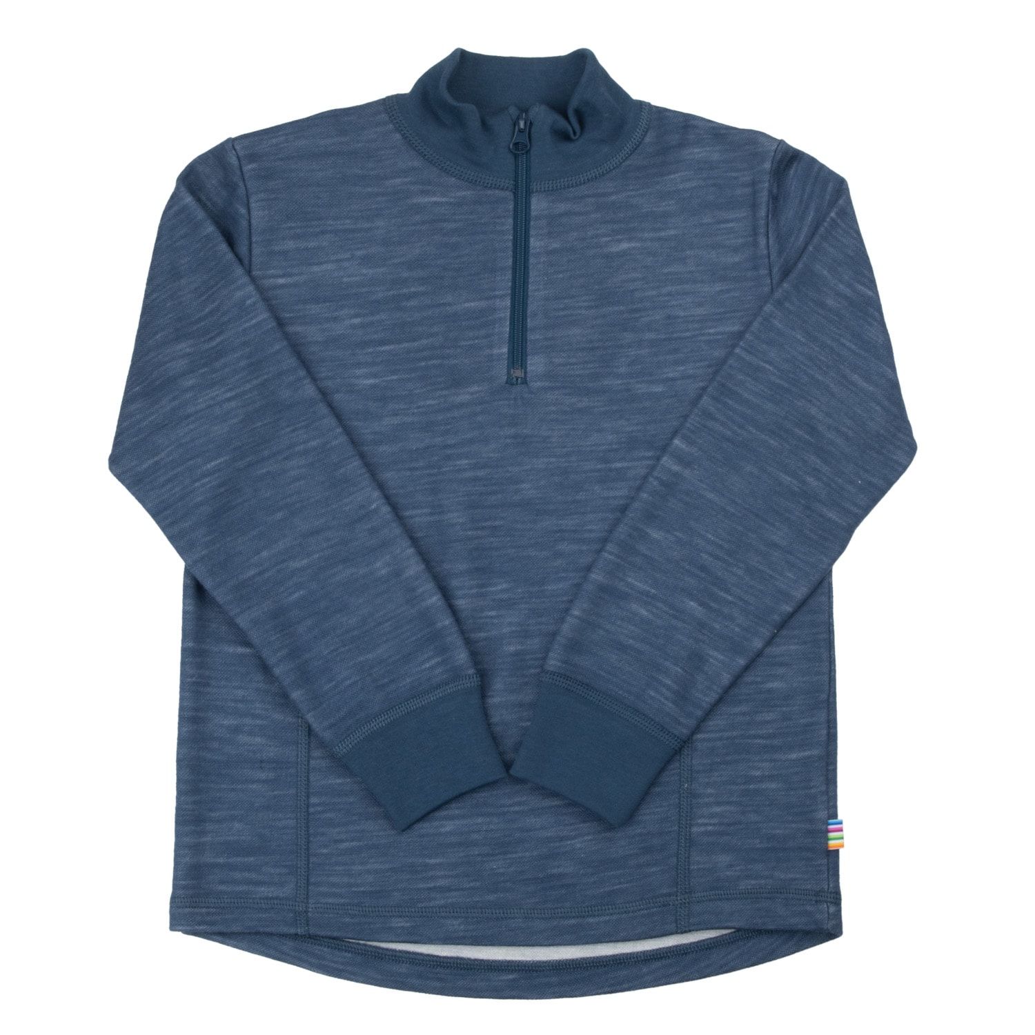 Bluza albastra cu fermoar lana si bambus Joha 150