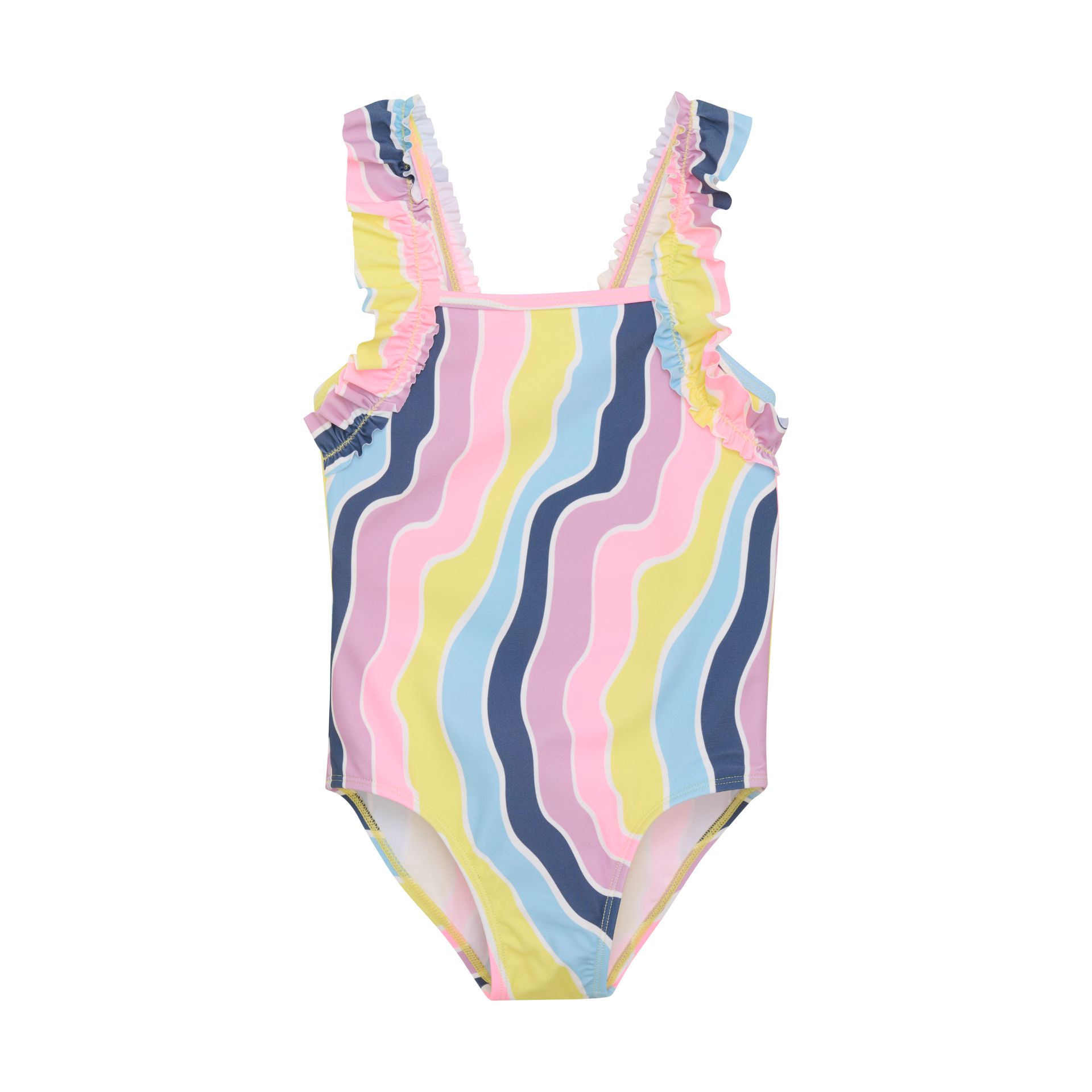Costum de baie dungi cu volan Color Kids 128
