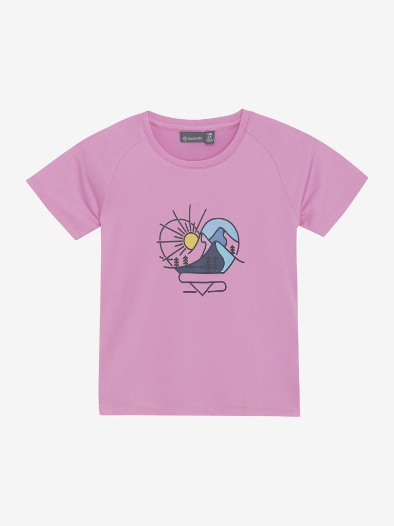 Tricou roz cu print soare Color Kids 128