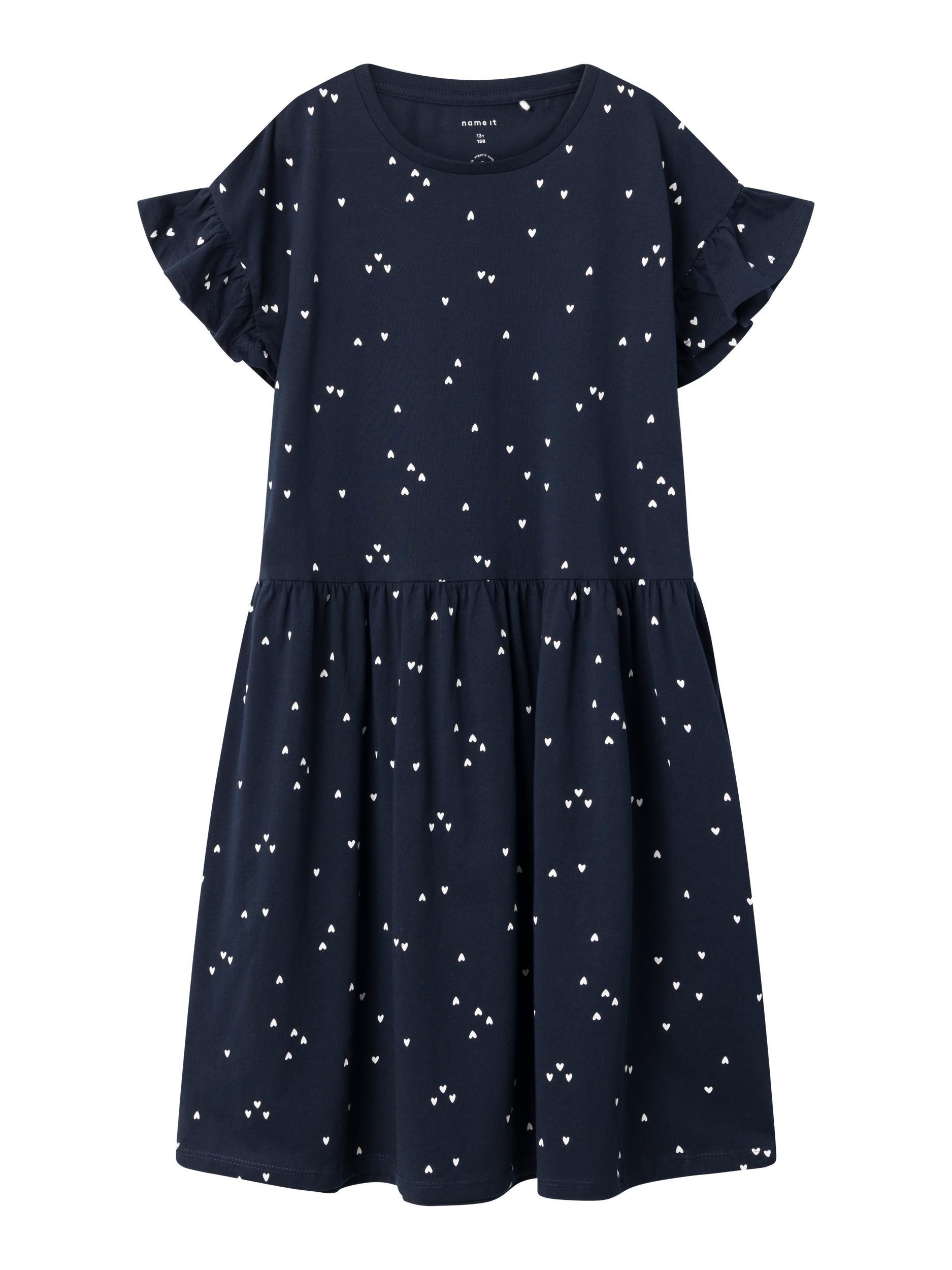 Rochie albastru marin inimioare albe 134