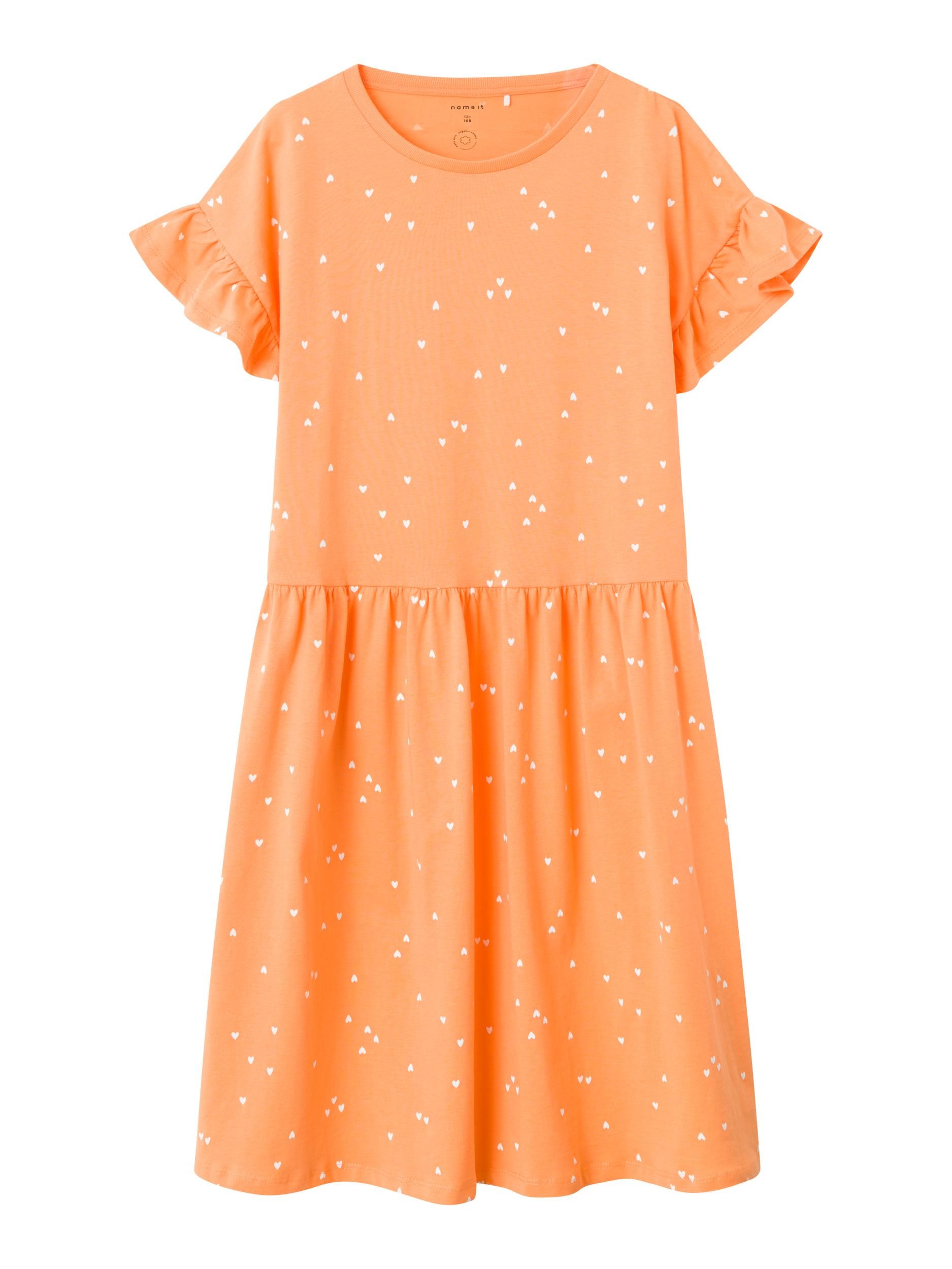 Rochie portocalie inimioare albe 134